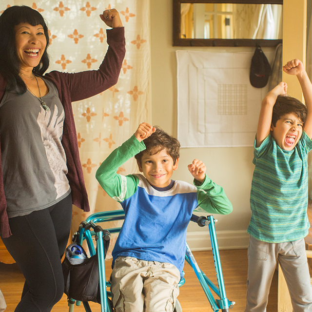 Photo of healthy children and parent.